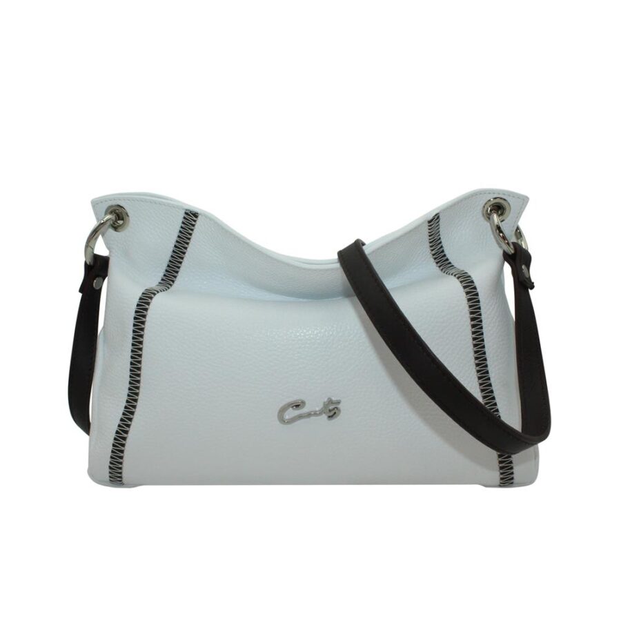 Bolso Cats Bandolera con Costuras Zigzag color blanco