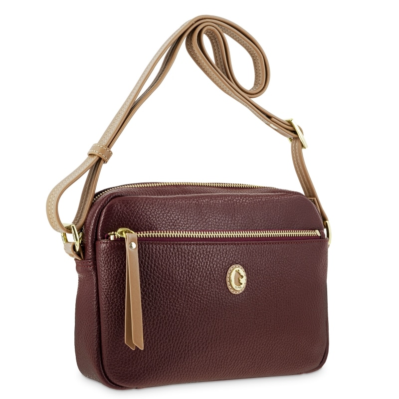 Bolso bandolera El Potro Oasis mujer en piel vacuno color burdeos
