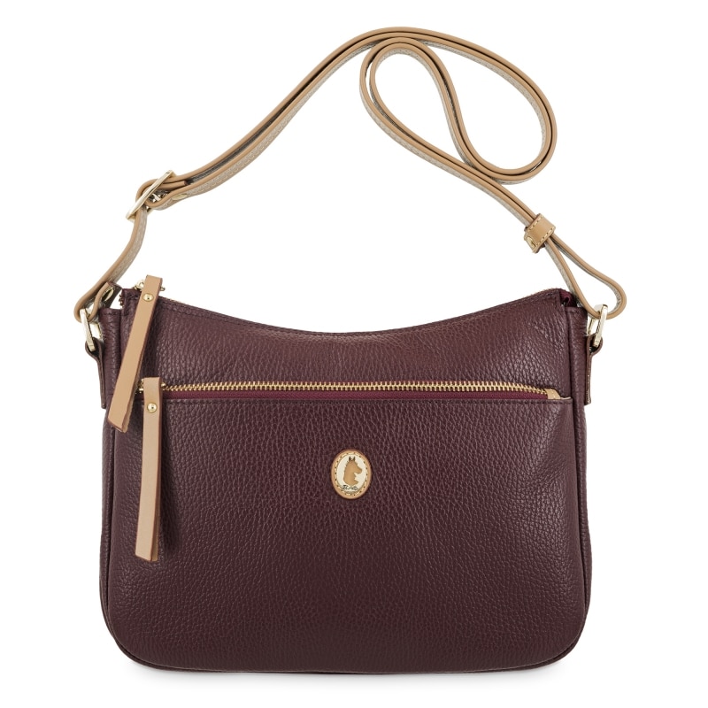 Bolso bandolera mujer El Potro Oasis en piel vacuno burdeos