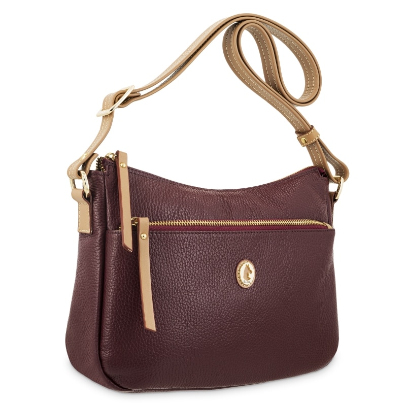 Bolso bandolera mujer El Potro Oasis en piel vacuno burdeos
