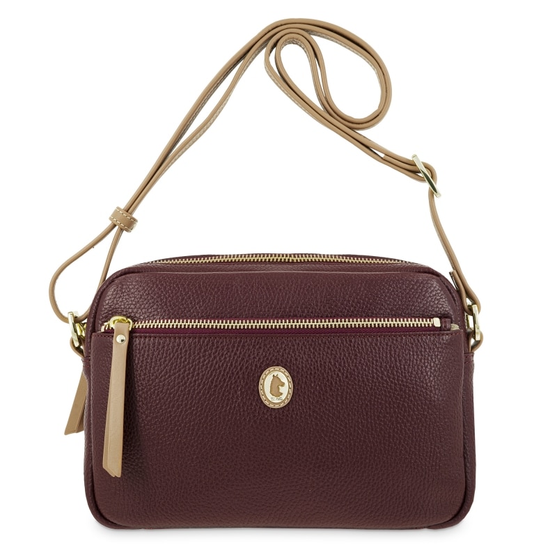 Bolso bandolera El Potro Oasis mujer en piel vacuno color burdeos