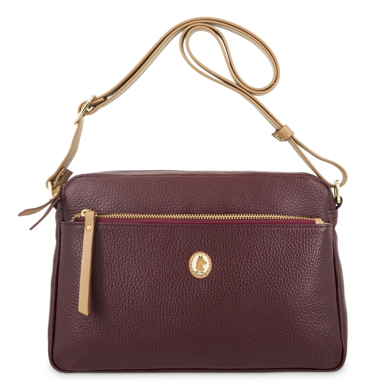 Bolso bandolera grande El Potro Oasis mujer en piel vacuno color burdeos