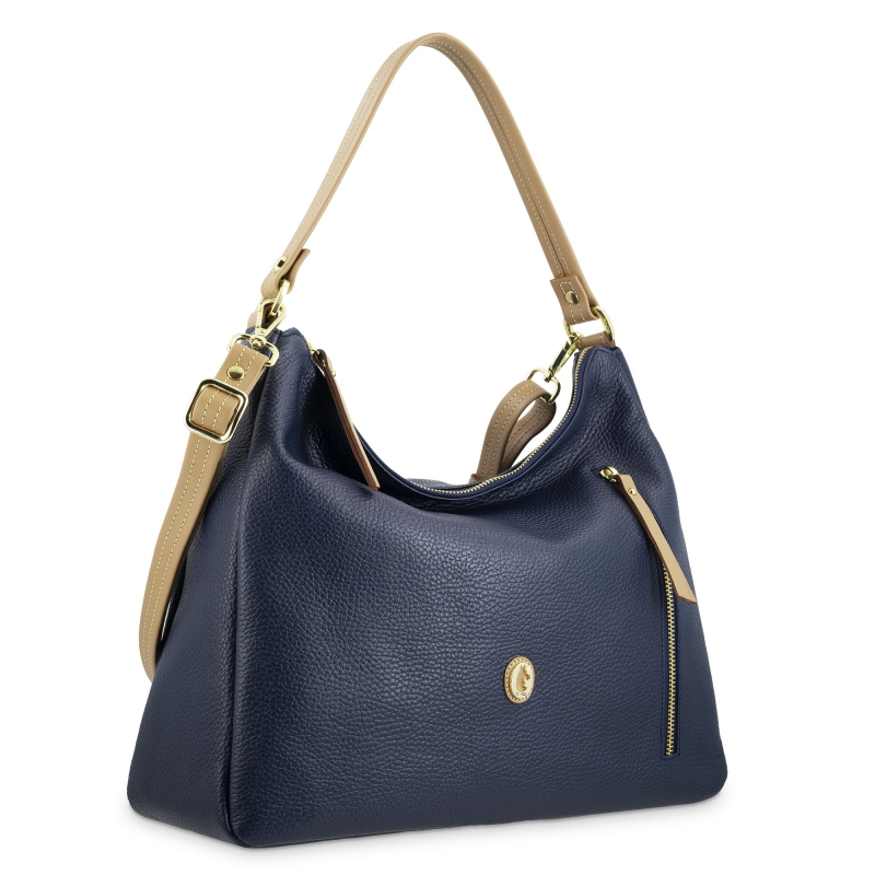 Bolso Hobo mujer El Potro Oasis en piel vacuno azul